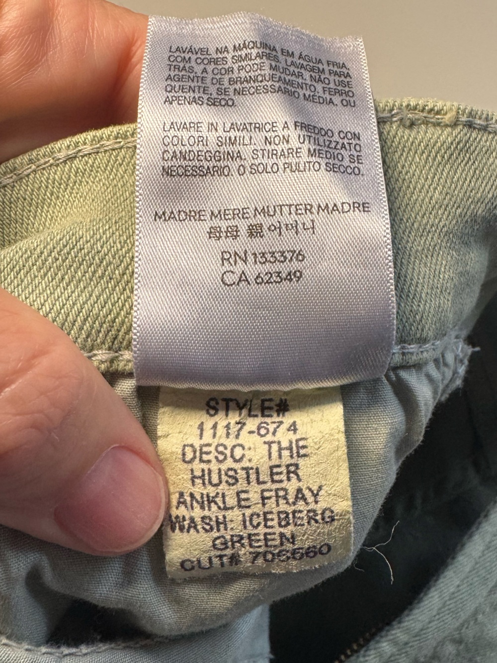 Mother Denim The Hustler Ankle Fray Jean in Iceberg Green Women’s size 25 - Picture 14 of 16